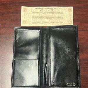 Dior Black Leather Bi-Fold Wallet with Gold Logo